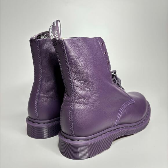 Dr. Martens 1460 Pascal Mono Virginia Leather Lace Up Boots in Blackcurrant - Picture 5 of 10